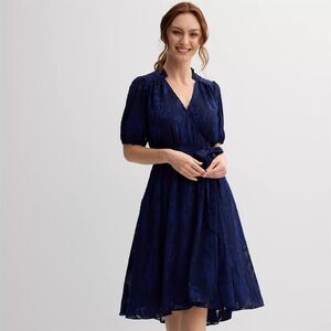 Draper James Women's M Navy Floral Wrap Dress, Knee Length